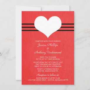 Invitation de mariage cardiaque moderne, Rouge
