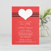 Invitation de mariage cardiaque moderne, Rouge (Debout devant)