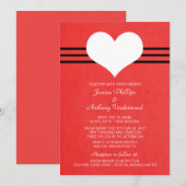 Invitation de mariage cardiaque moderne, Rouge (Devant / Derrière)