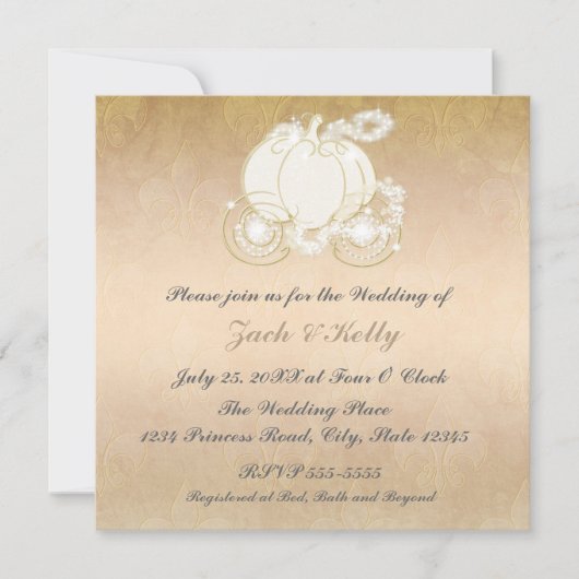 Invitation de mariage Carrosse de Princesse Cendri (Devant)