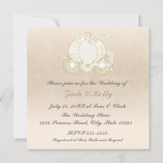 Invitation de mariage Carrosse de Princesse Cendri (Devant)