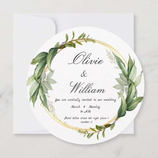Invitation de mariage carte de luxe nouvelle (Devant)