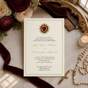 Invitation de mariage catholique au Sacré-Cœur de