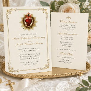 Invitation de mariage catholique du Sacré-Cœur