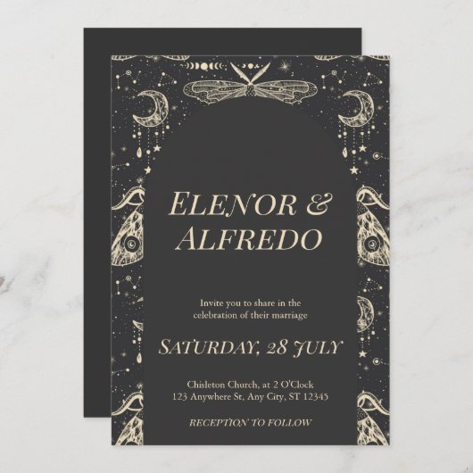 Invitation de mariage céleste (Devant / Derrière)