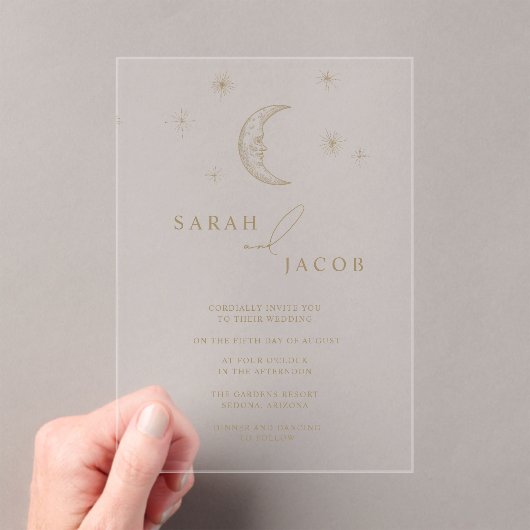 Invitation de mariage céleste étoile et lune (In situ (ordinateur de poche))