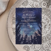 Invitation de mariage céleste forêt nuit étoilée
