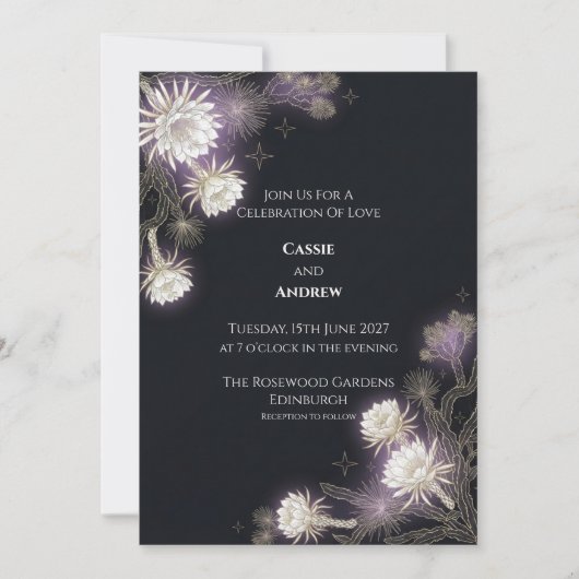 Invitation de mariage céleste Midnight Thistle (Devant)
