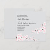 Invitation de mariage cerise en fleurs // Argent (Devant / Derrière)