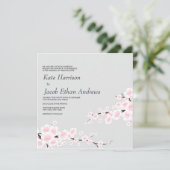 Invitation de mariage cerise en fleurs // Argent (Debout devant)