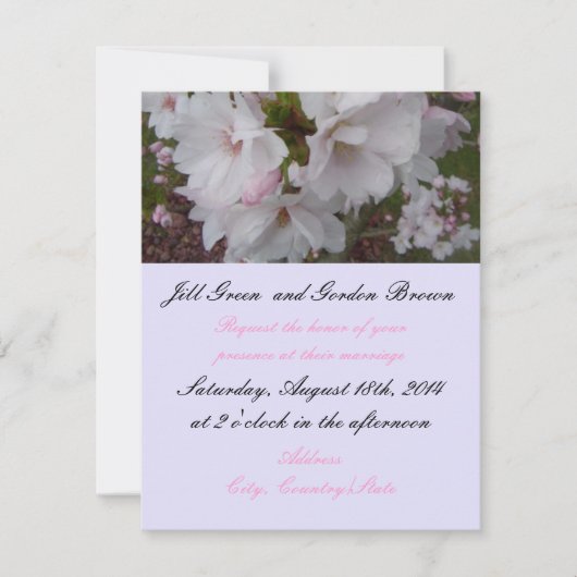 Invitation de mariage Cerisier en Fleur (Devant)
