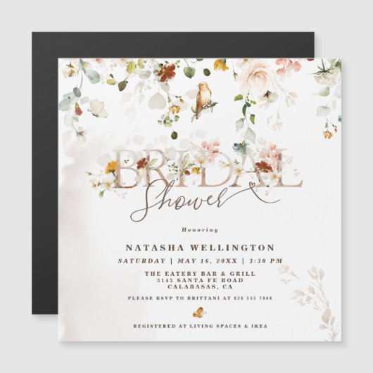 Invitation de mariage champêtre à fleurs sauvages (Devant / Derrière)