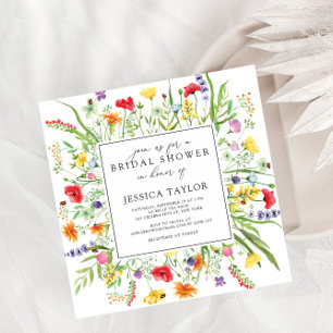 Invitation de mariage champêtre aux fleurs sauvage