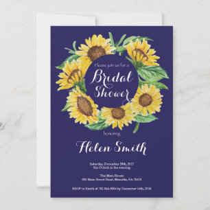 Invitation de mariage champêtre avec tournesols bl