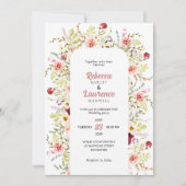Invitation de mariage champêtre chic avec fleurs s (Devant)