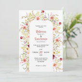 Invitation de mariage champêtre chic avec fleurs s (Debout devant)