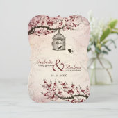 Invitation de mariage Cherry Blossom et inséparabl (Debout devant)