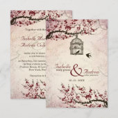 Invitation de mariage Cherry Blossom et inséparabl (Devant / Derrière)