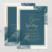Invitation de mariage chic à l'encre alcoolique bl (Devant / Derrière)