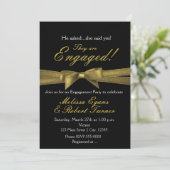 Invitation de mariage chic à nœud noir et or (Debout devant)