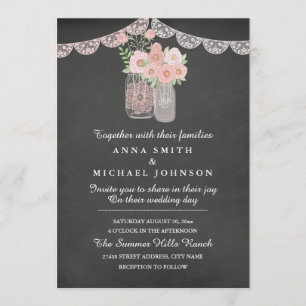 Invitation de mariage chic avec pot en grès et tab