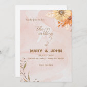 Invitation de mariage chic bohème élégante florale (Devant / Derrière)