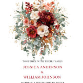 Invitation de mariage chic bordeaux florale eucaly