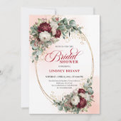 Invitation de mariage chic bordeaux or script (Devant)