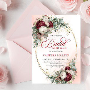 Invitation de mariage chic bordeaux or script