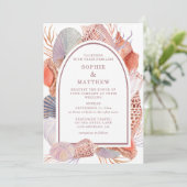 Invitation de mariage chic côtière aux coquillages (Debout devant)