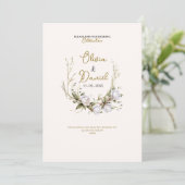 invitation de mariage chic élégant roses blanches  (Debout devant)