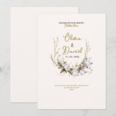 invitation de mariage chic élégant roses blanches  (Devant / Derrière)