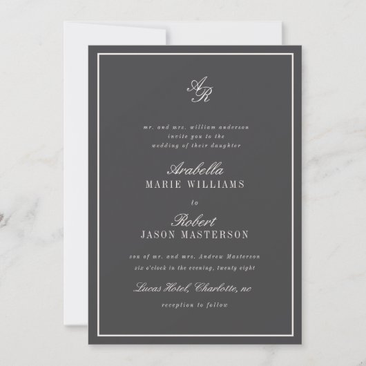 Invitation de mariage chic élégante luxueuse (Devant)