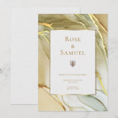 Invitation de mariage chic esthétique encre or (Devant / Derrière)