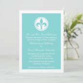 Invitation De Mariage Chic Fleur De Lis, Aqua (Debout devant)