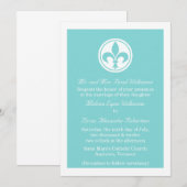 Invitation De Mariage Chic Fleur De Lis, Aqua (Devant / Derrière)