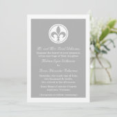 Invitation De Mariage Chic Fleur De Lis, Gris (Debout devant)