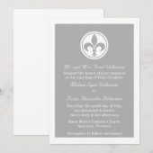 Invitation De Mariage Chic Fleur De Lis, Gris (Devant / Derrière)