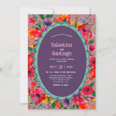 Invitation de mariage chic fleuri violet mexicain (Devant)