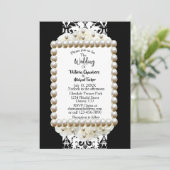 Invitation de mariage chic noire et blanche avec d (Debout devant)