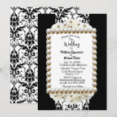 Invitation de mariage chic noire et blanche avec d (Devant / Derrière)