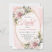 Invitation de mariage chic rose gold et verdure (Devant)