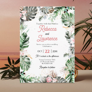 Invitation de mariage chic tropical floral verdure