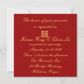 Invitation de mariage chinoise Bonheur Double Roug (Dos)