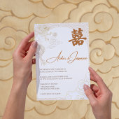 Invitation de mariage chinoise dragon doré nuages