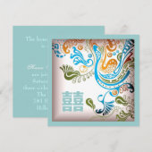 Invitation de mariage chinoise Phoenix Bleu Modern (Devant / Derrière)