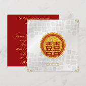 Invitation de mariage chinoise rouge moderne bonhe (Devant / Derrière)