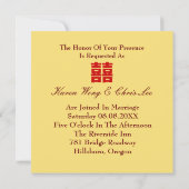 Invitation de mariage chinoise rouge or Dragon Pho (Dos)