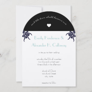 Invitation de mariage chrétien Art Déco avec fleur