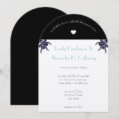 Invitation de mariage chrétien Art Déco avec fleur (Devant / Derrière)